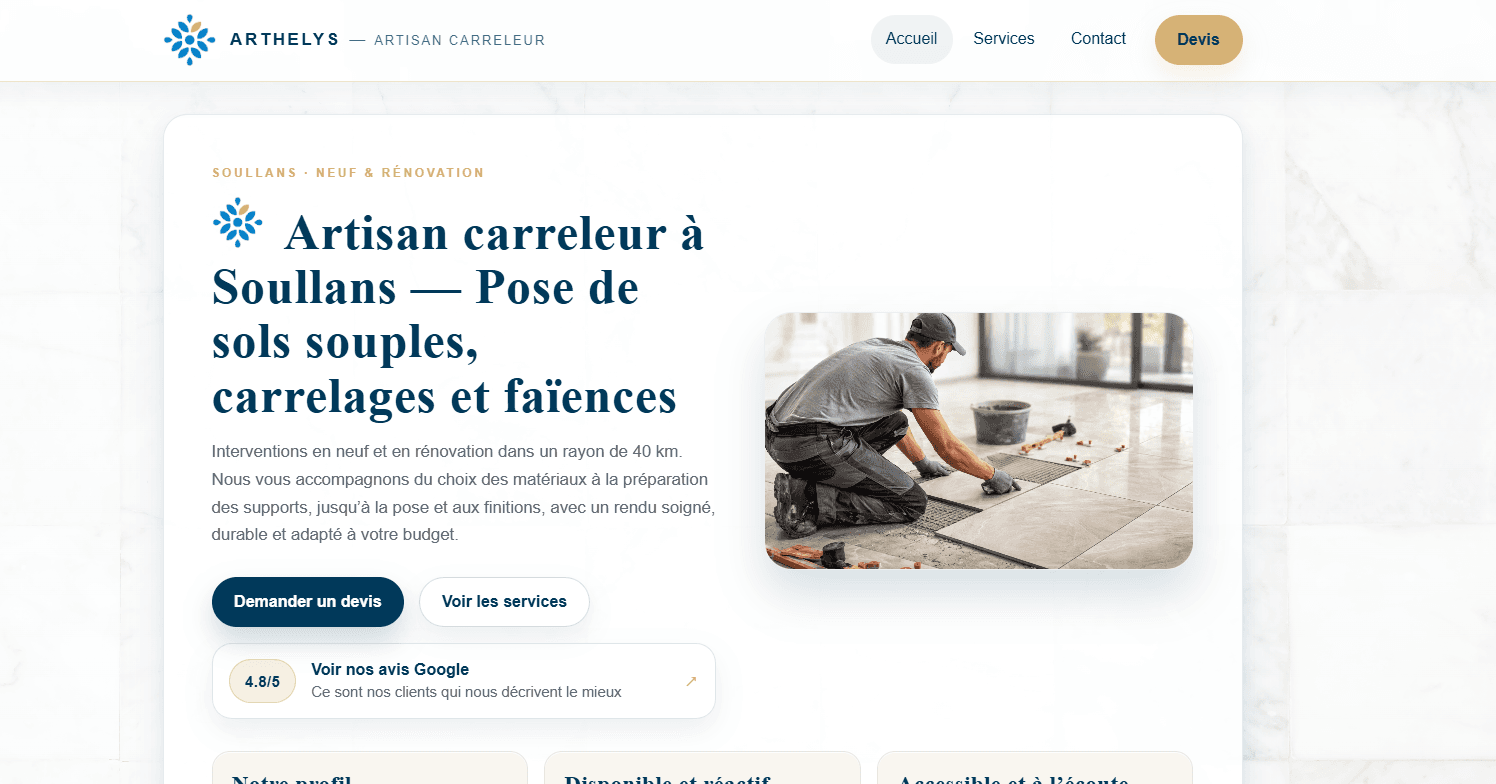 Aperçu du site Arthelys